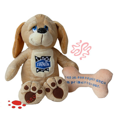 Plush Velour cartoon Dog with Logo