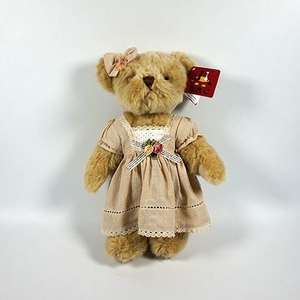 Plush Brown Fur Jointed Bear with Clothing