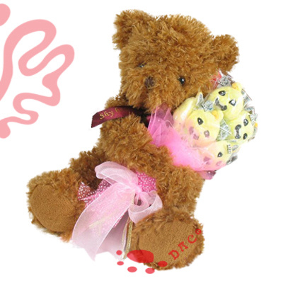 Plush Bear with Flower Toy