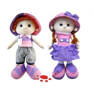 Stuffed Cartoon Pair Plush Doll with Yarn Hair